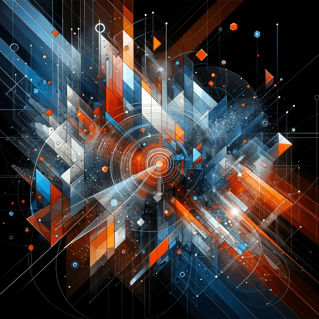 an abstract digital art piece inspired by the concepts of technology and connectivity